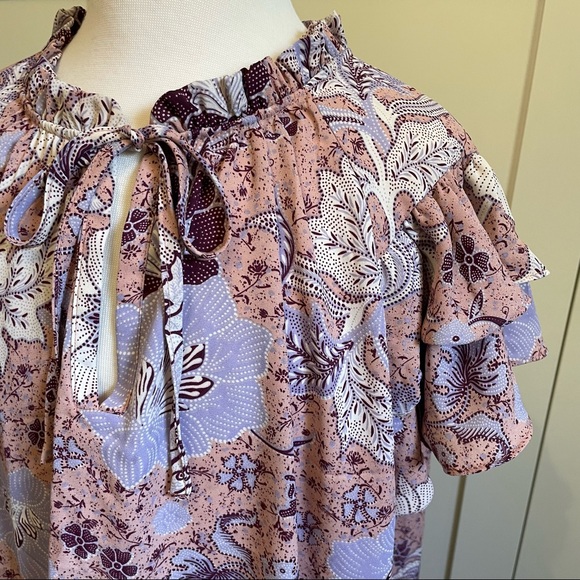 Joie Floral Short Sleeve Ruffle Top - Picture 3 of 3